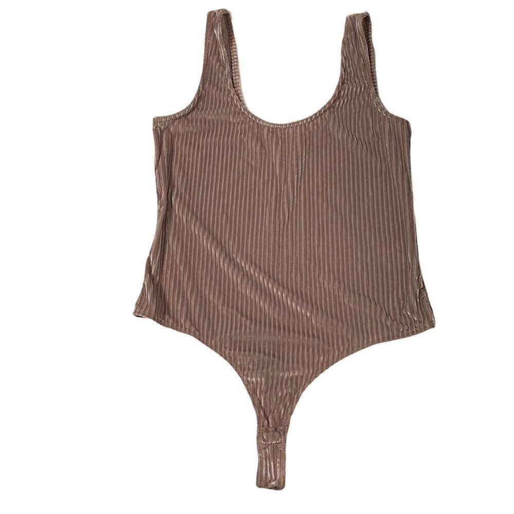 Elodie Women's Large One Piece Ribbed‎ Tank Top Body Suit Y2k